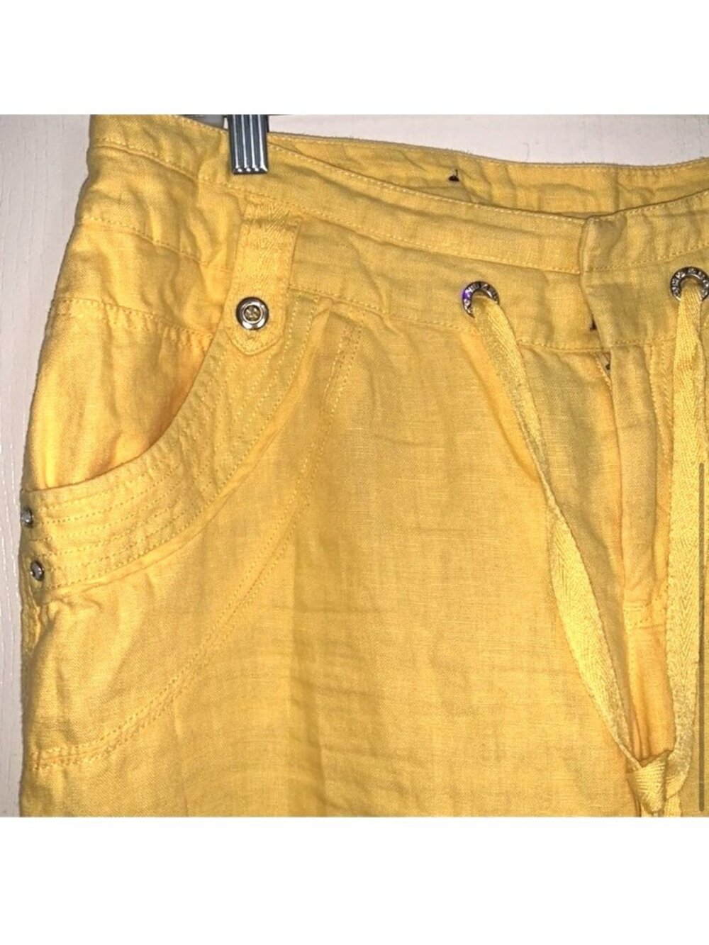 INC International Concepts Womens Yellow Linen Pants Size 14 - Picture 3 of 12